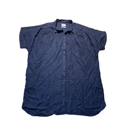 J. CREW Short sleeve Tunic Dress; Navy Blue 100% Linen Women's Dress, 3X; NWOT - Picture 1 of 13